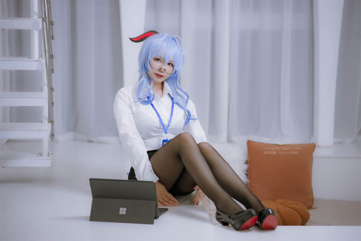 美女动漫博主Nyako喵子性感Cosplay写真原神甘雨OL (15)