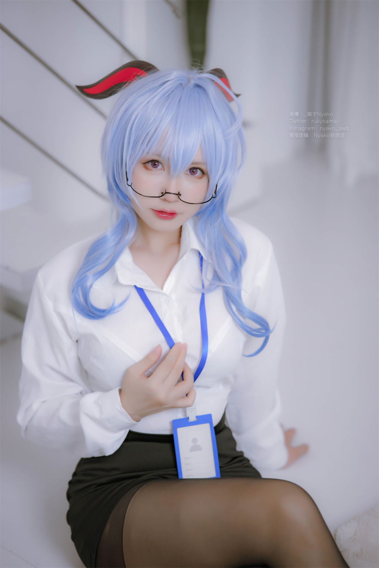 美女动漫博主Nyako喵子性感Cosplay写真原神甘雨OL (9)