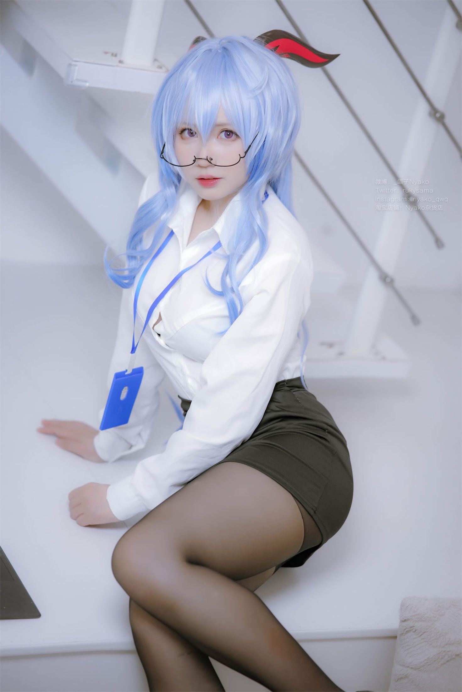 美女动漫博主Nyako喵子性感Cosplay写真原神甘雨OL (11)