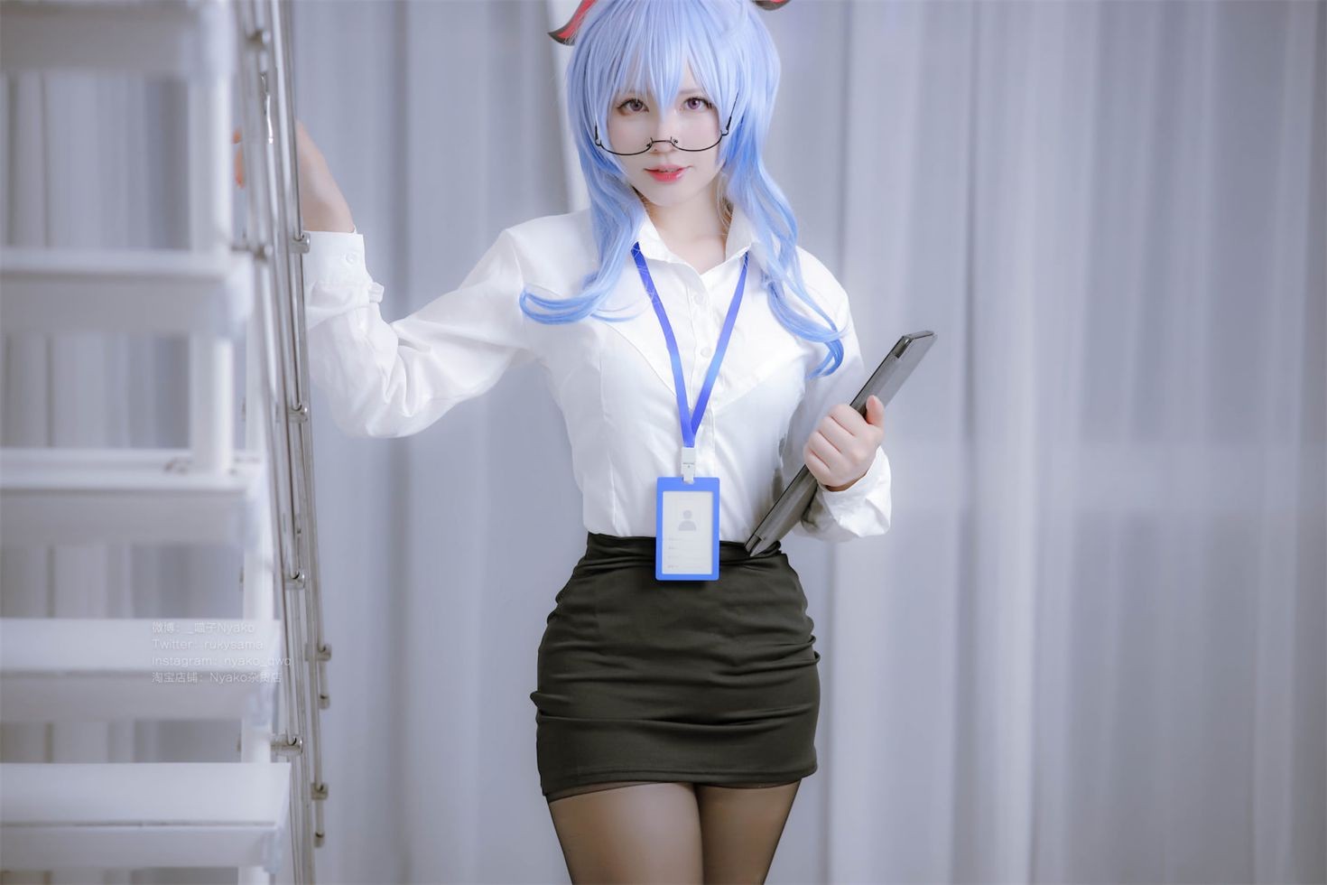 美女动漫博主Nyako喵子性感Cosplay写真原神甘雨OL (17)