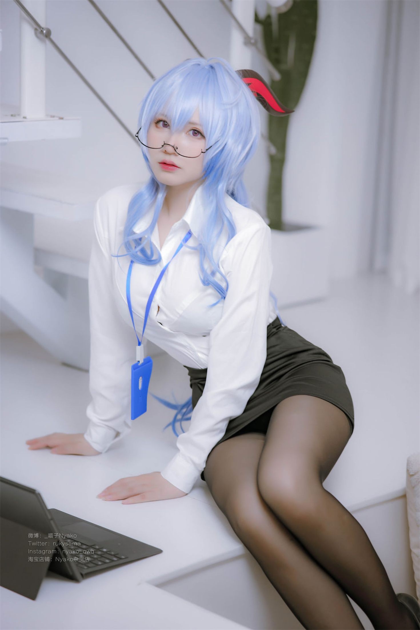 美女动漫博主Nyako喵子性感Cosplay写真原神甘雨OL (10)