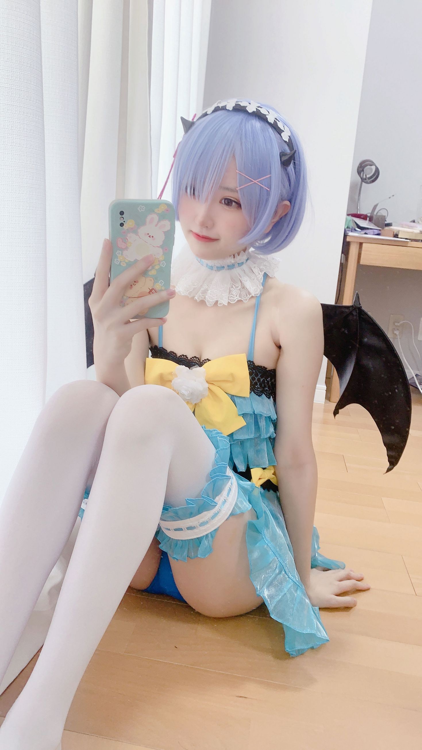 美女动漫博主千阳性感Cosplay写真雷姆小恶魔cos (10)