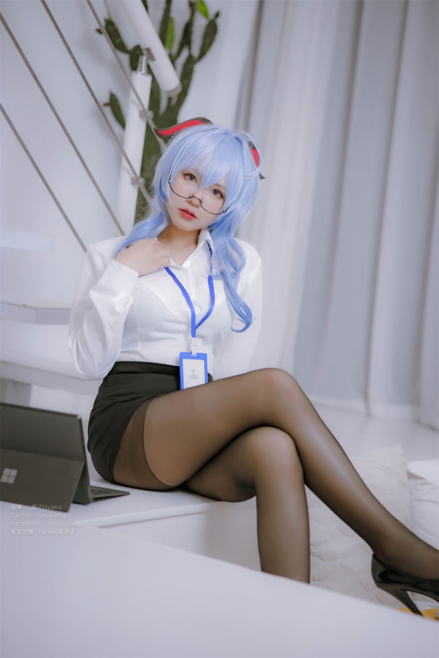 美女动漫博主Nyako喵子性感Cosplay写真原神甘雨OL (8)