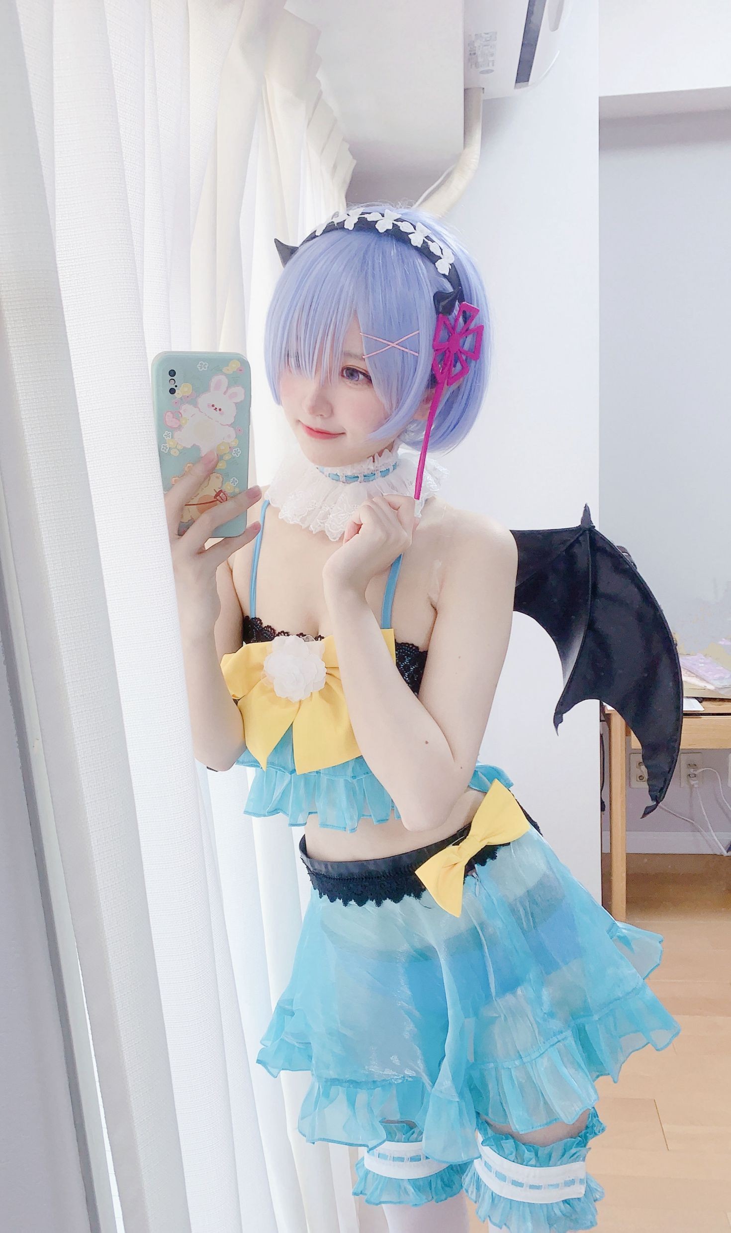 美女动漫博主千阳性感Cosplay写真雷姆小恶魔cos (9)