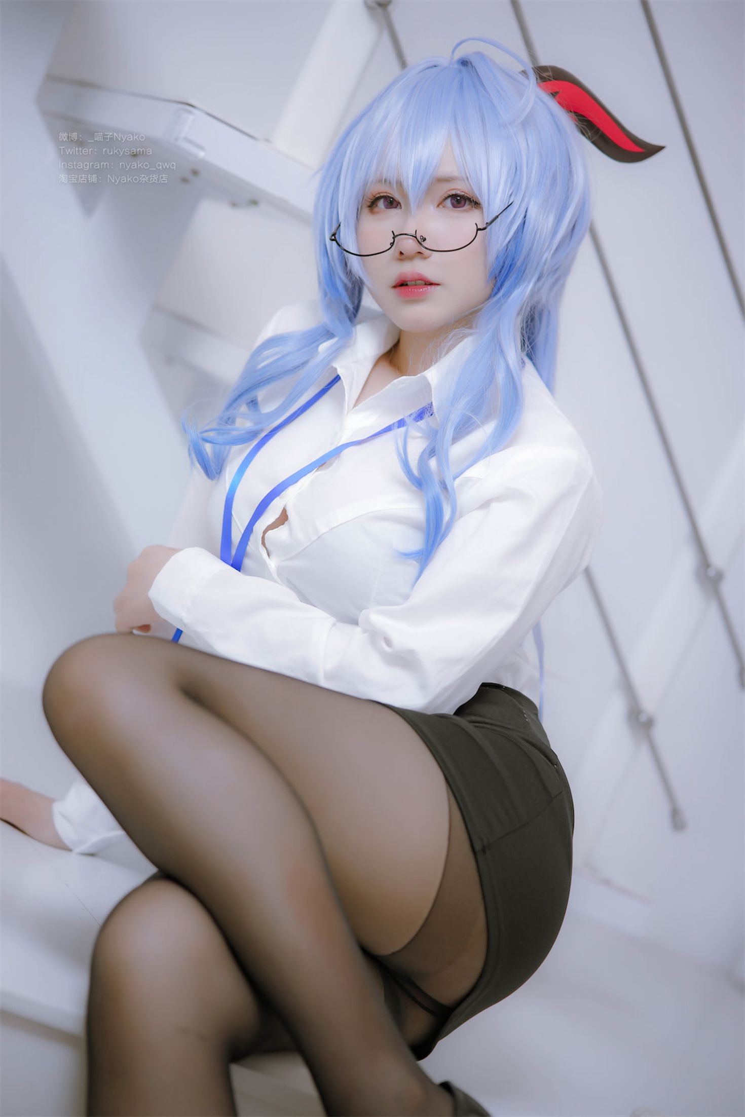 美女动漫博主Nyako喵子性感Cosplay写真原神甘雨OL (12)