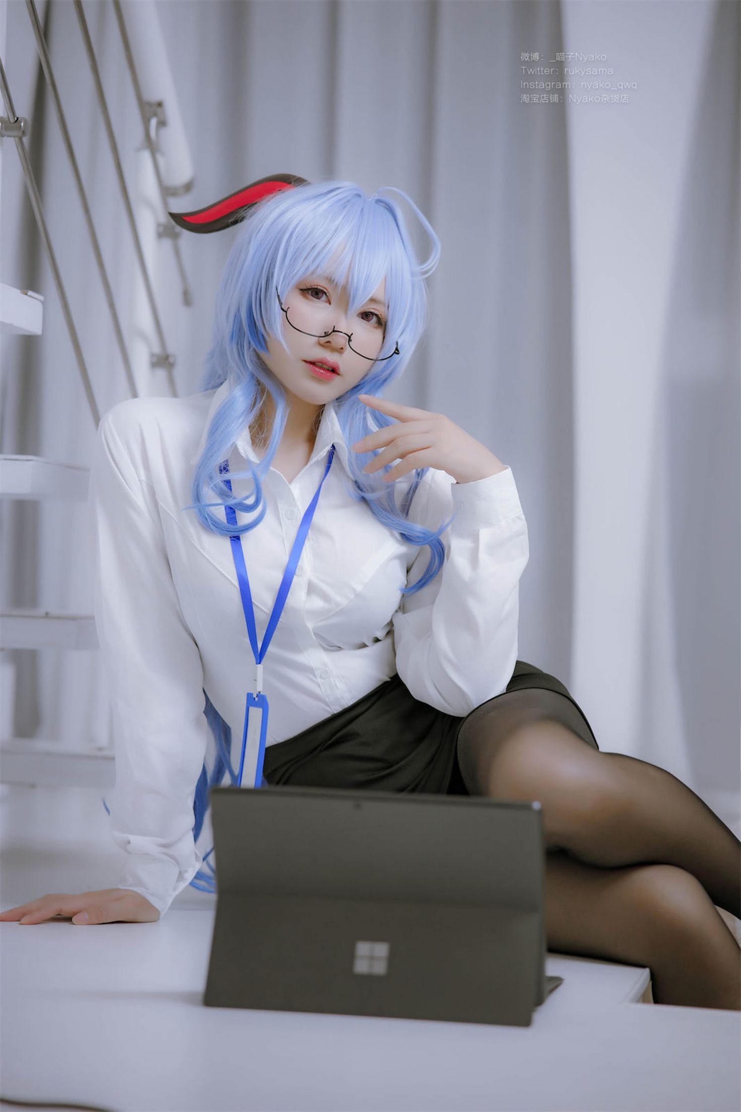 美女动漫博主Nyako喵子性感Cosplay写真原神甘雨OL (14)