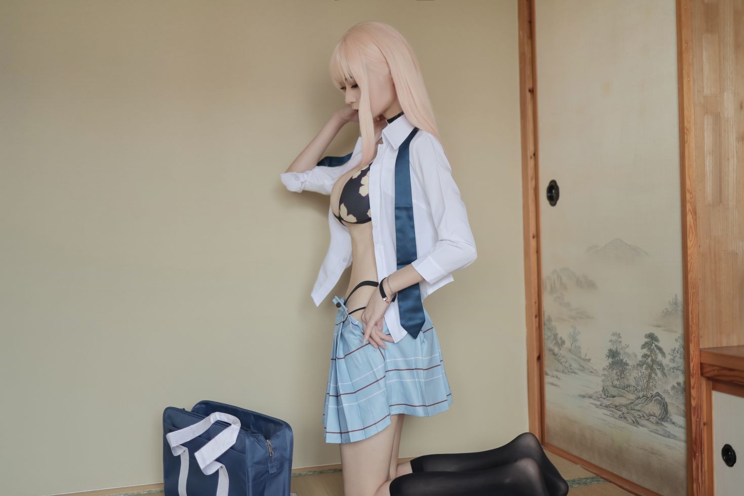 美女动漫博主爱老师性感Cosplay写真喜多川海梦校服泳装 (17)