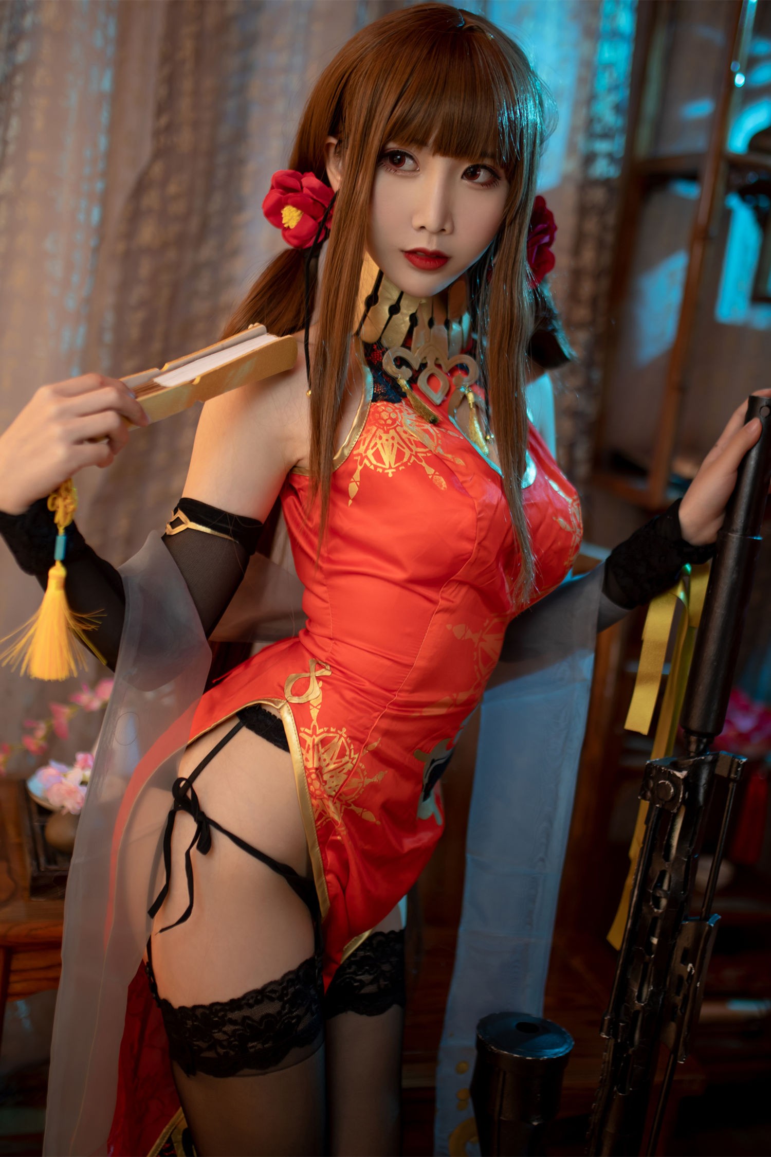 美女动漫博主面饼仙儿性感Cosplay写真红牡丹 (1)