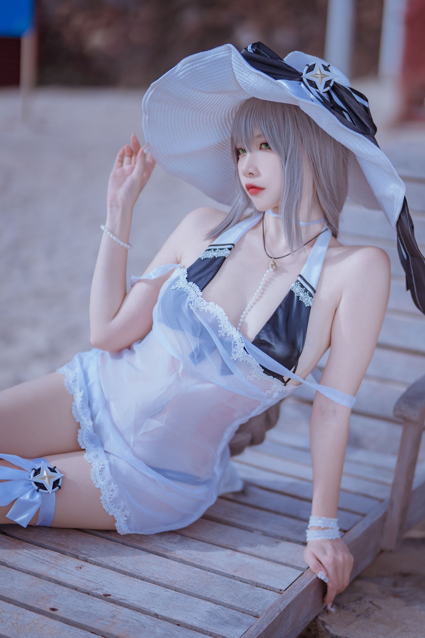 美女动漫博主二佐Nisa性感Cosplay写真碧蓝天鹰泳装 (15)