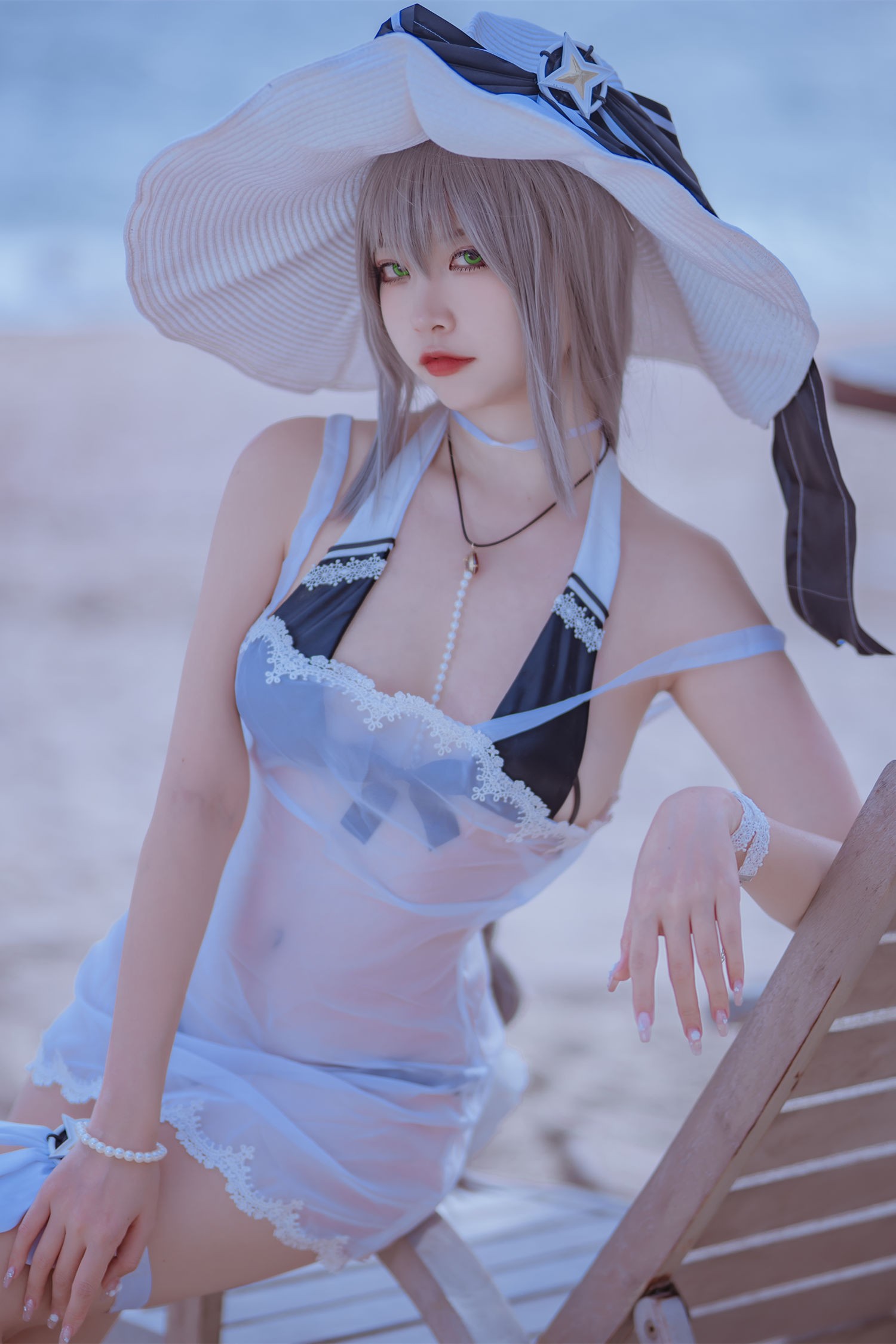 美女动漫博主二佐Nisa性感Cosplay写真碧蓝天鹰泳装 (1)