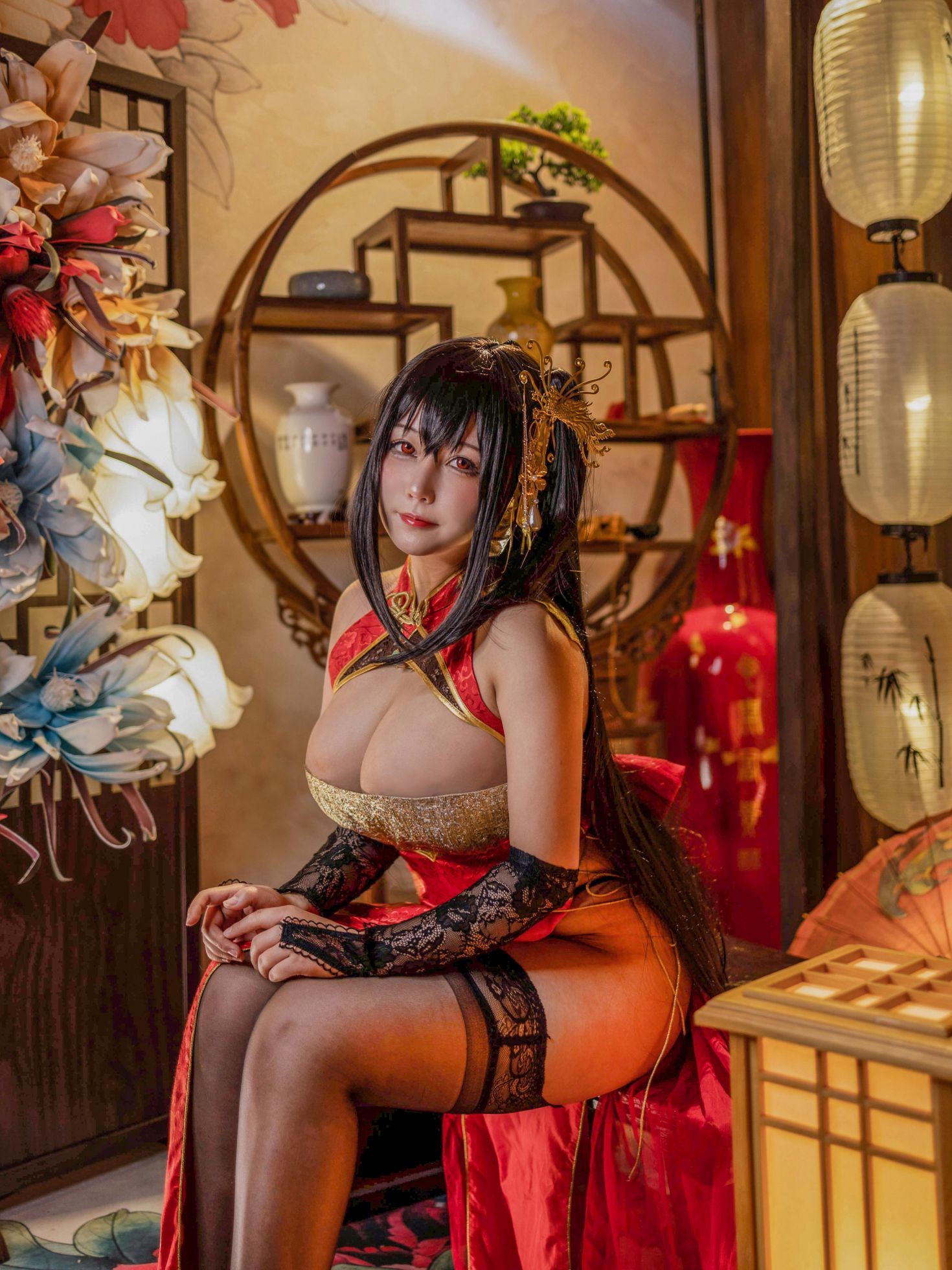 美女动漫博主咔喵性感Cosplay写真大凤旗袍 (8)