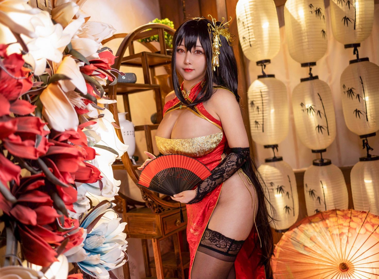 美女动漫博主咔喵性感Cosplay写真大凤旗袍 (5)