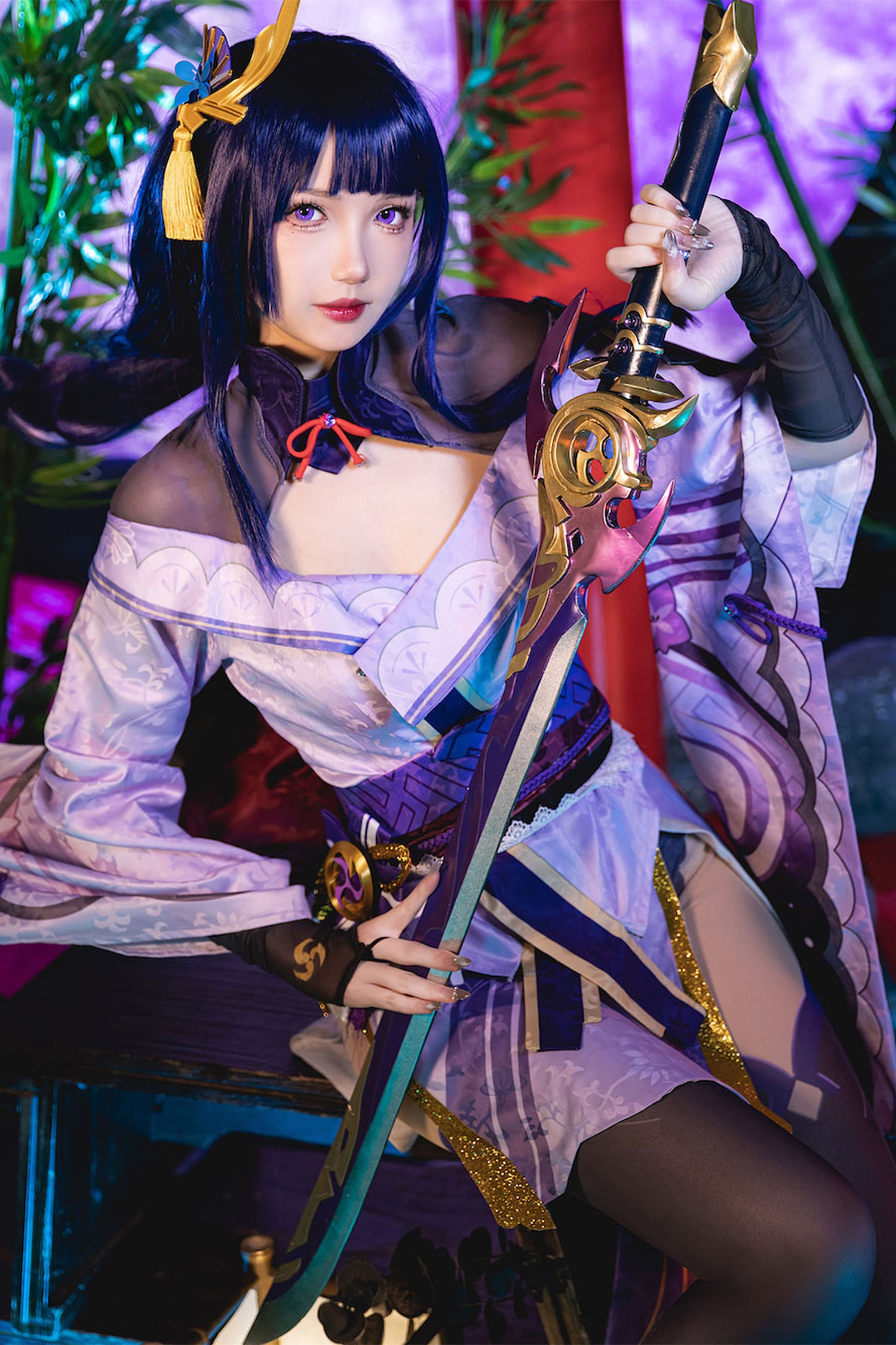 美女动漫博主雪晴Astra性感Cosplay写真雷电将军 (1)