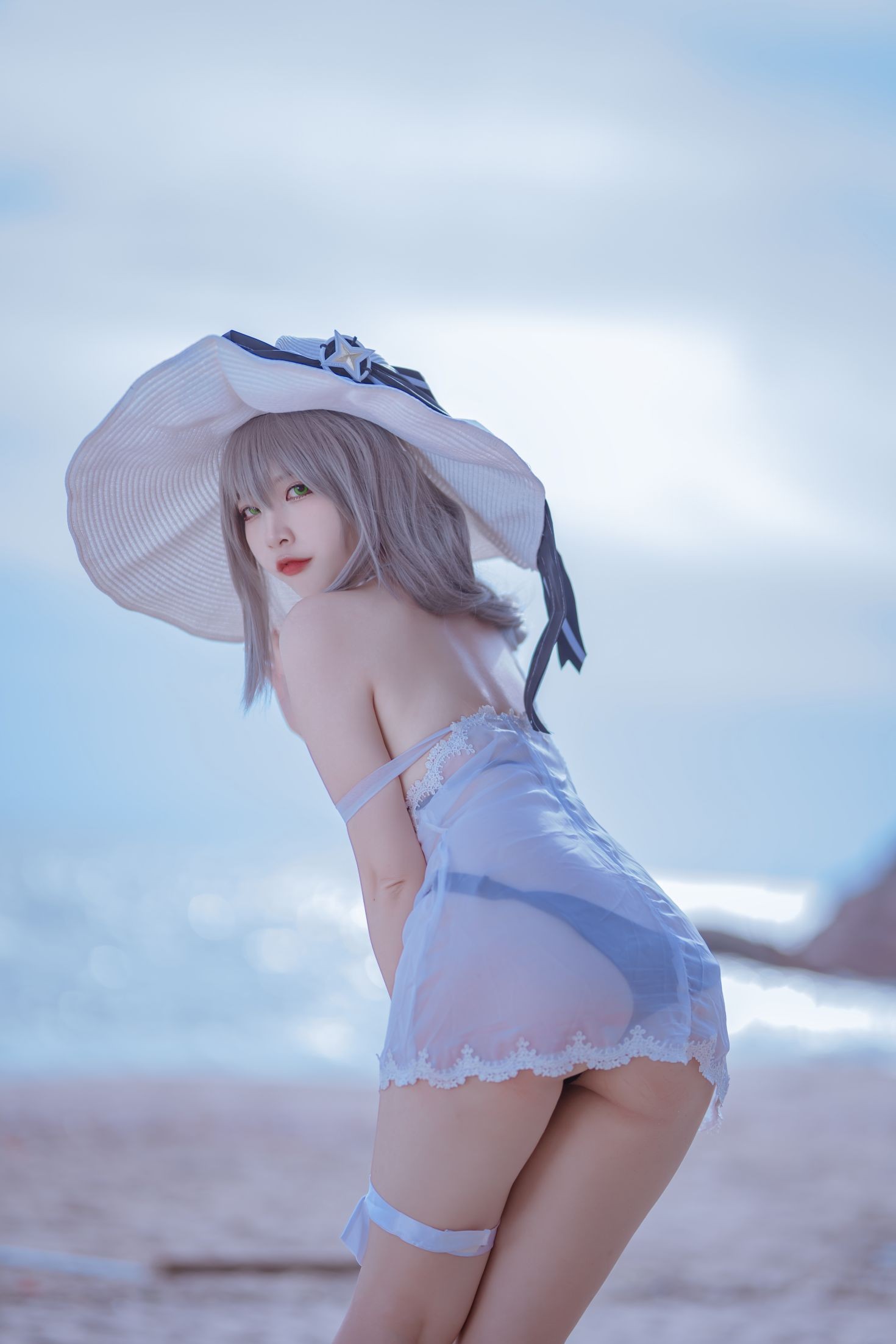 美女动漫博主二佐Nisa性感Cosplay写真碧蓝天鹰泳装 (21)