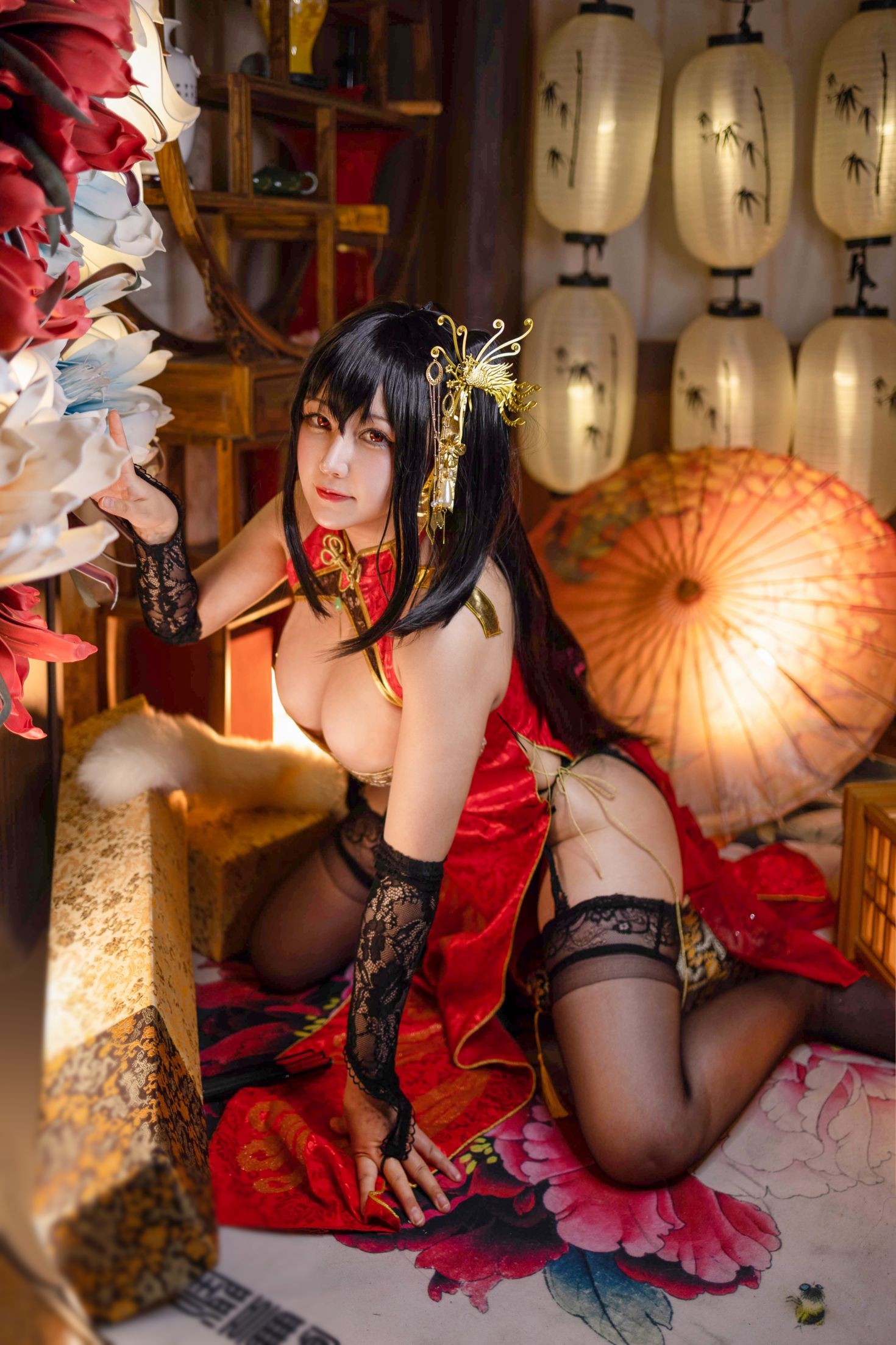 美女动漫博主咔喵性感Cosplay写真大凤旗袍 (20)