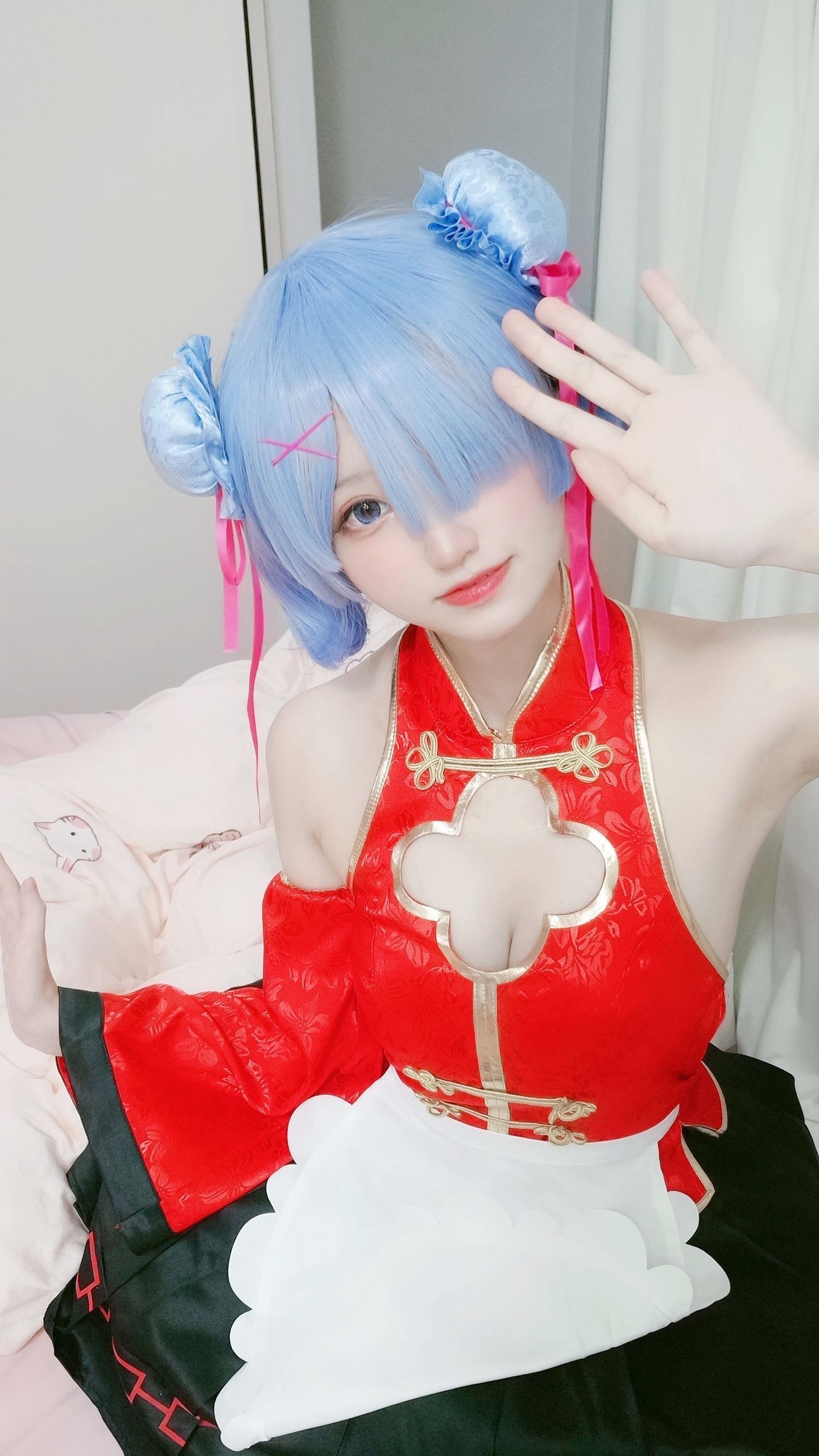 美女动漫博主千阳性感Cosplay写真蕾姆旗袍 (4)