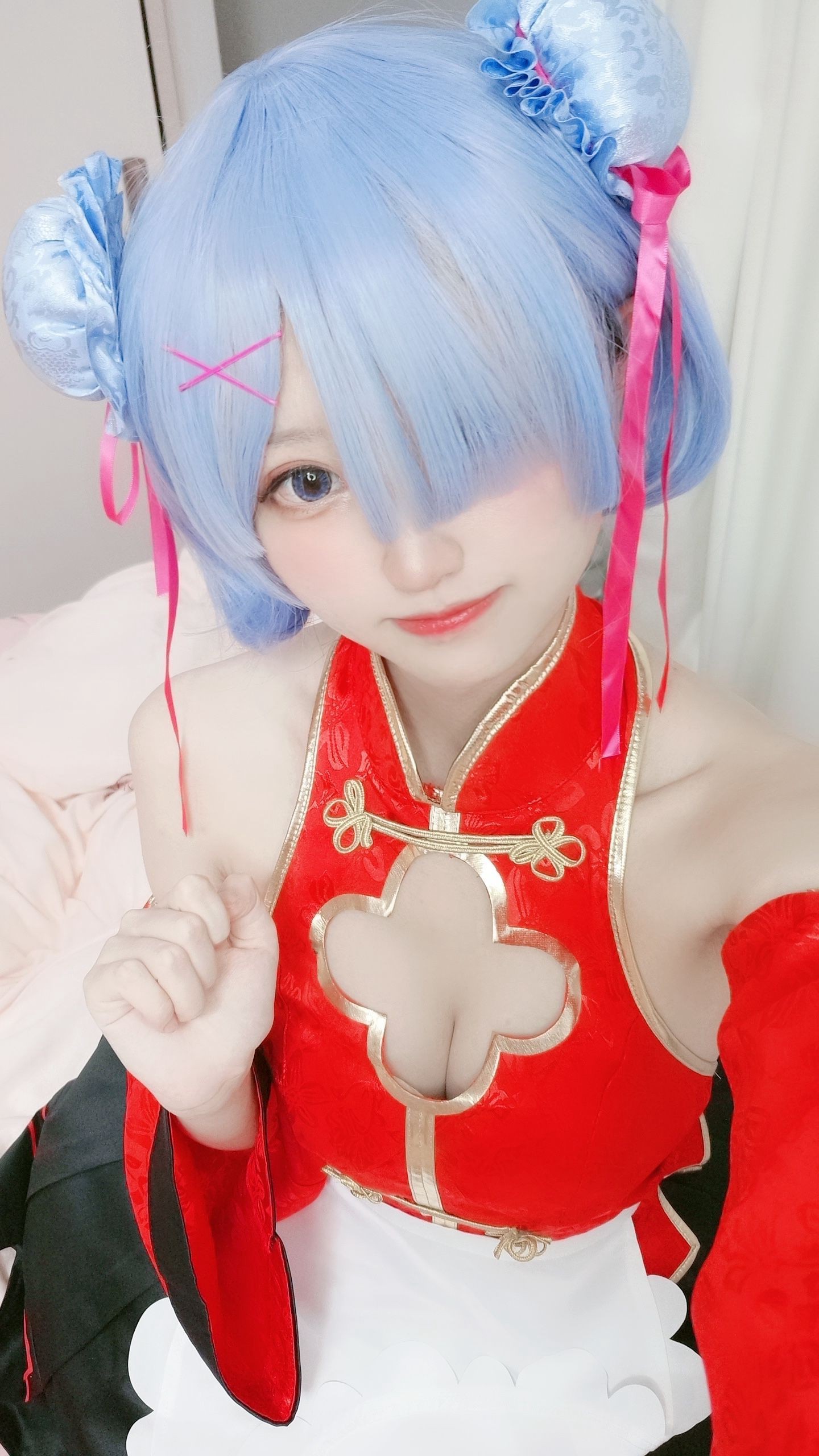 美女动漫博主千阳性感Cosplay写真蕾姆旗袍 (9)