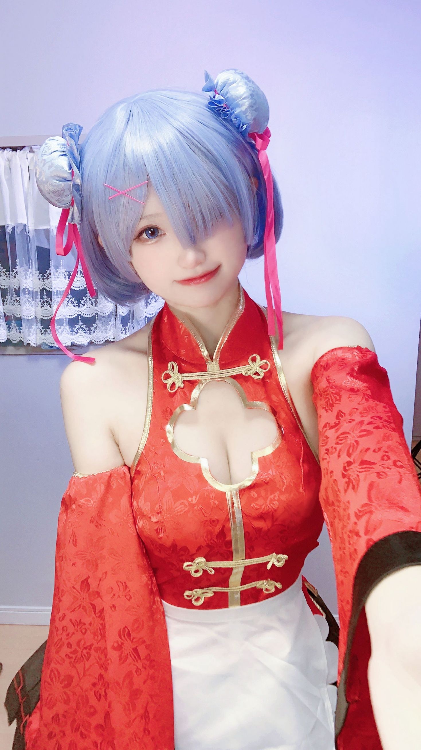 美女动漫博主千阳性感Cosplay写真蕾姆旗袍 (13)