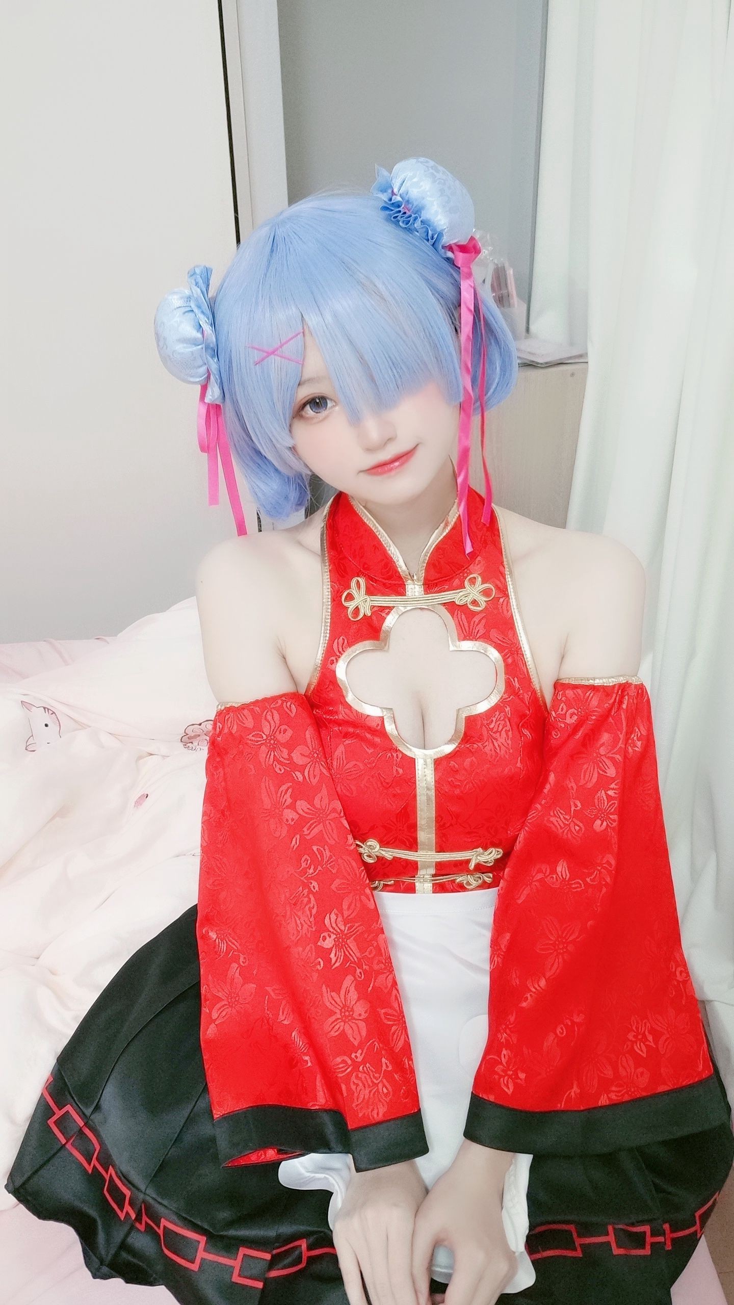 美女动漫博主千阳性感Cosplay写真蕾姆旗袍 (3)