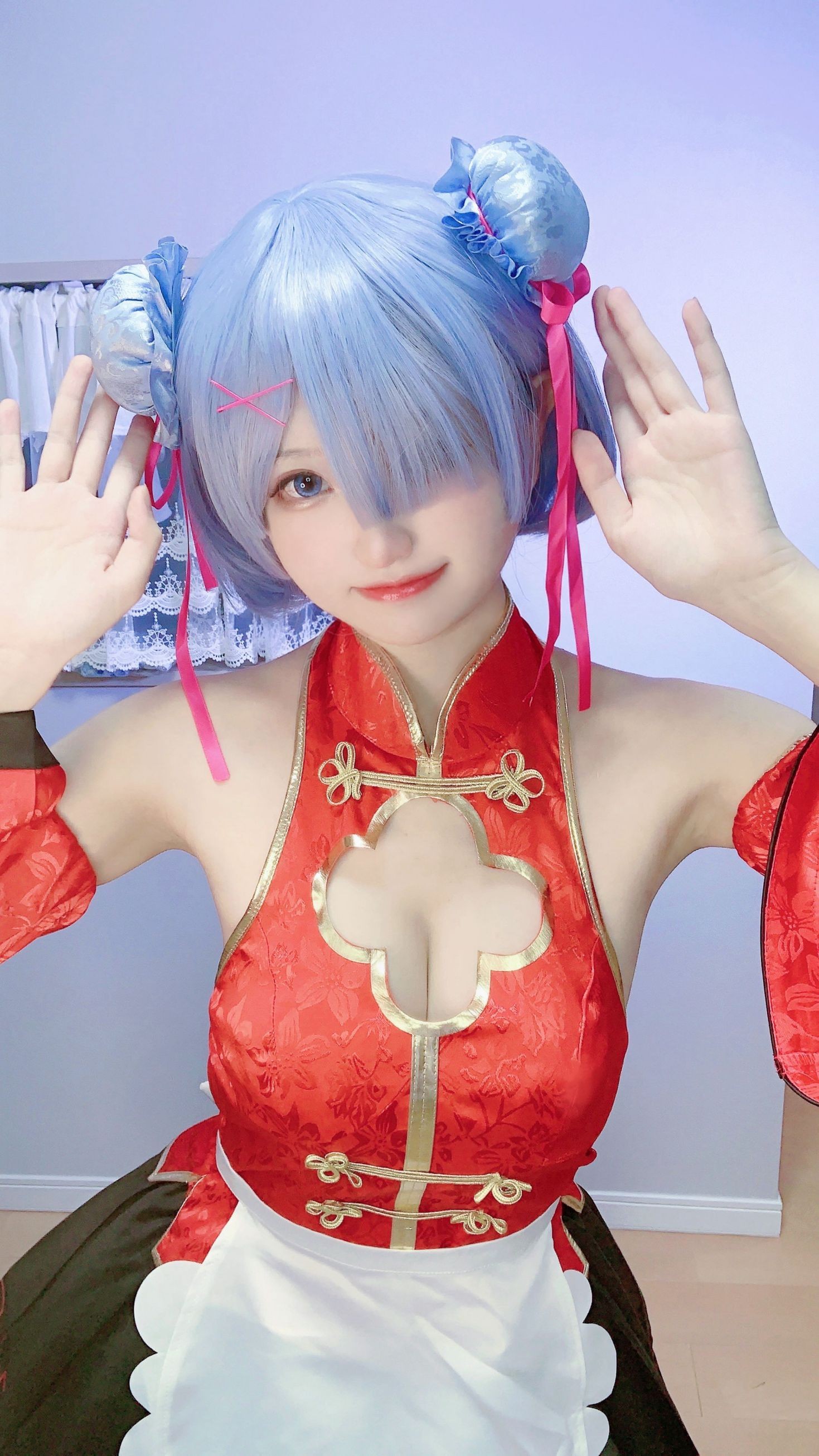 美女动漫博主千阳性感Cosplay写真蕾姆旗袍 (11)