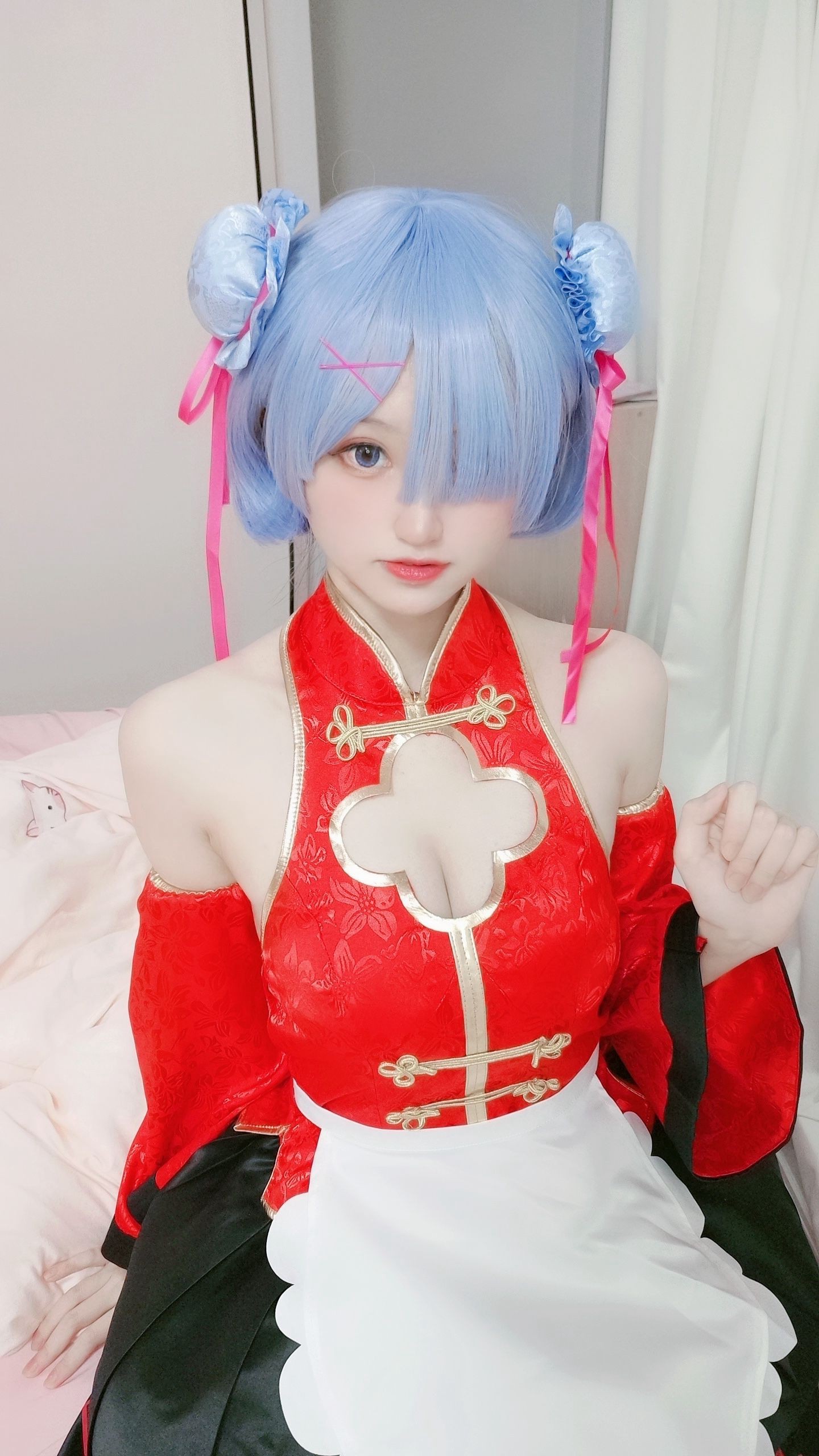 美女动漫博主千阳性感Cosplay写真蕾姆旗袍 (8)