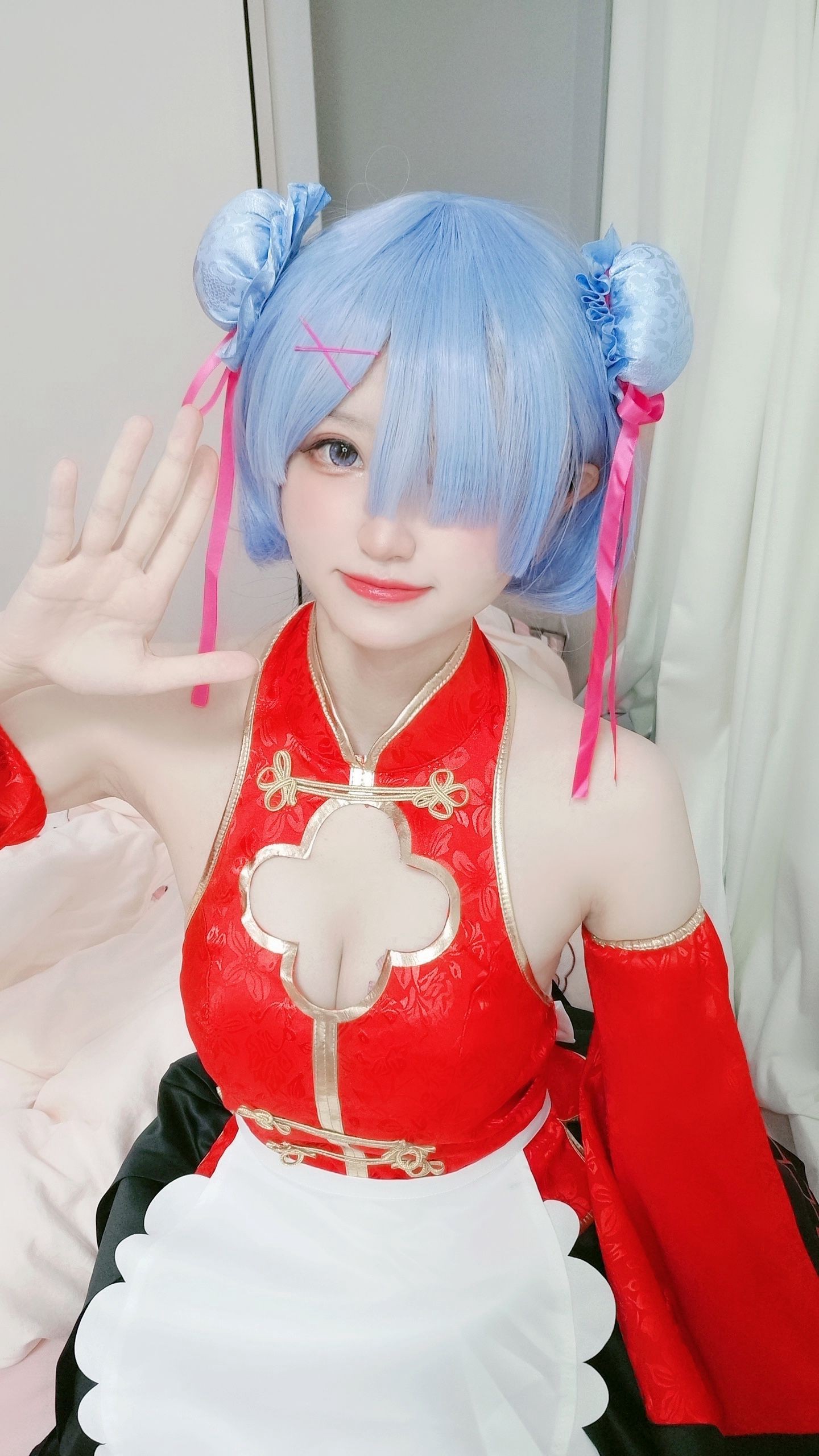 美女动漫博主千阳性感Cosplay写真蕾姆旗袍 (2)