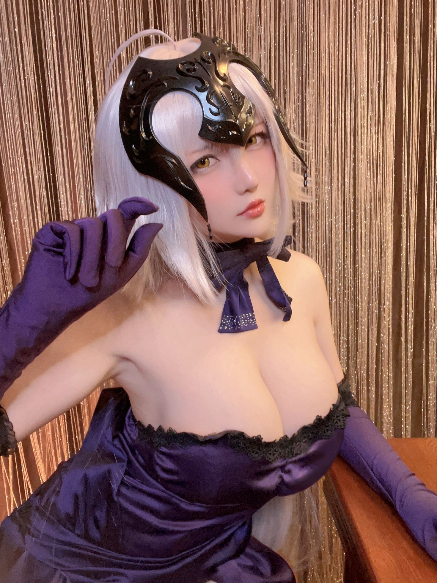 美女动漫博主星之迟迟性感Cosplay写真圣诞节黑贞 (2)