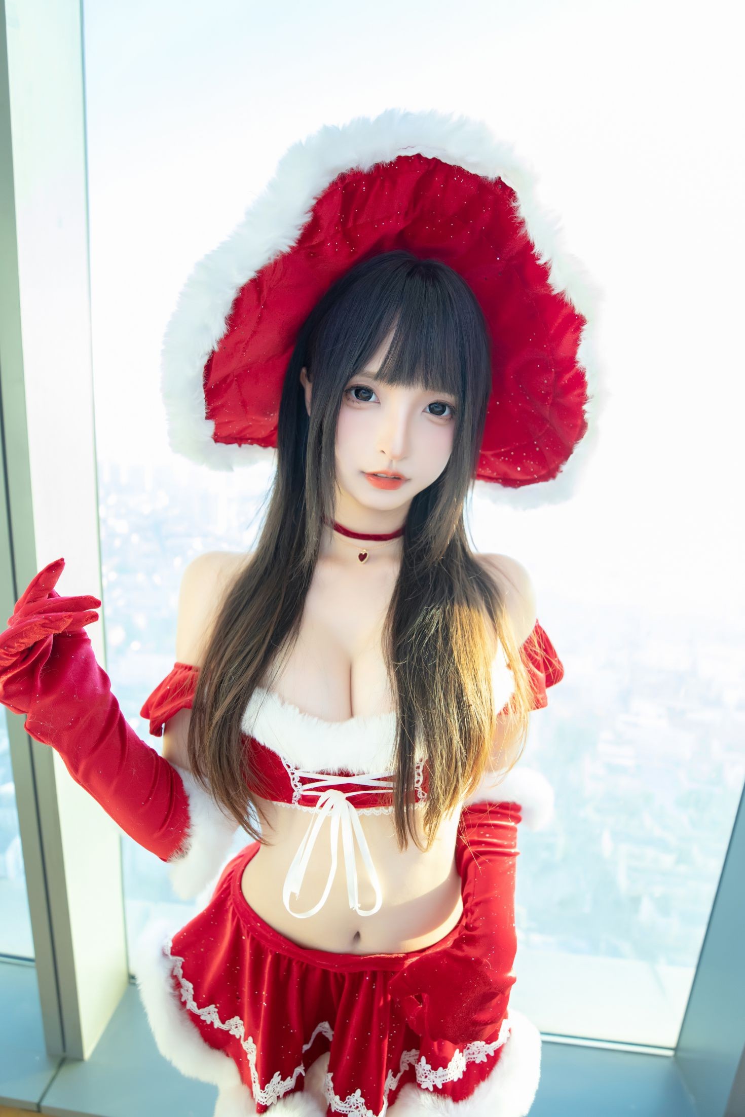 美女动漫博主神楽板真冬性感Cosplay写真圣诞魔法 (4)