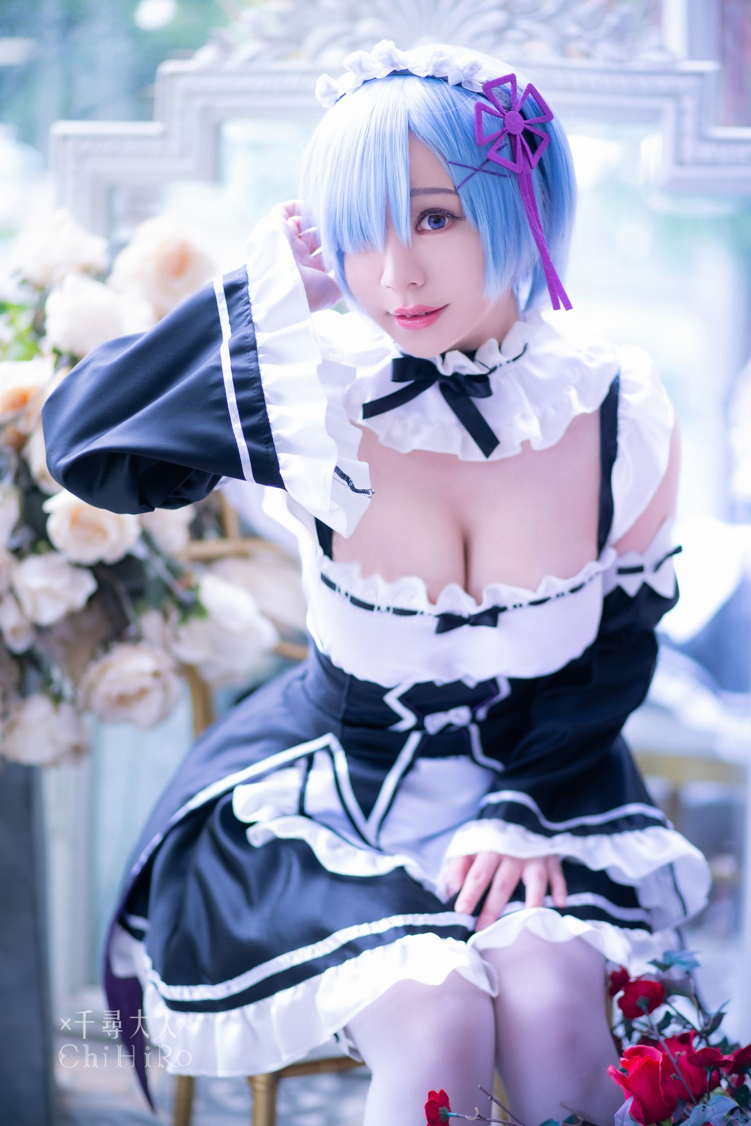 美女动漫博主千寻性感Cosplay写真蕾姆Rem (22)