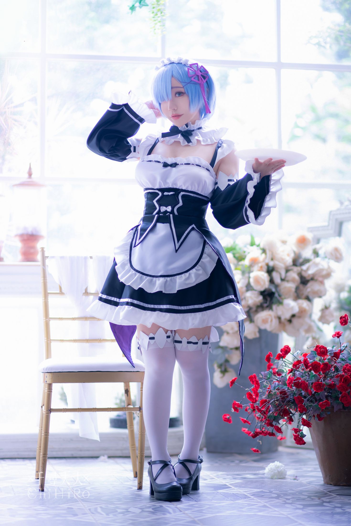 美女动漫博主千寻性感Cosplay写真蕾姆Rem (16)