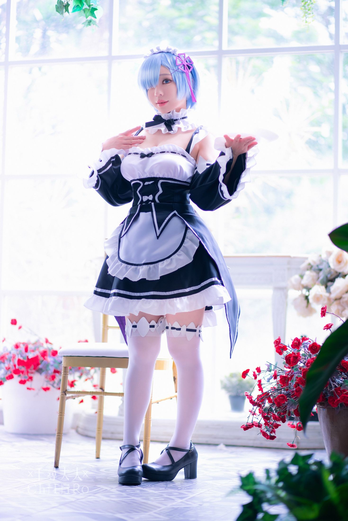 美女动漫博主千寻性感Cosplay写真蕾姆Rem (15)