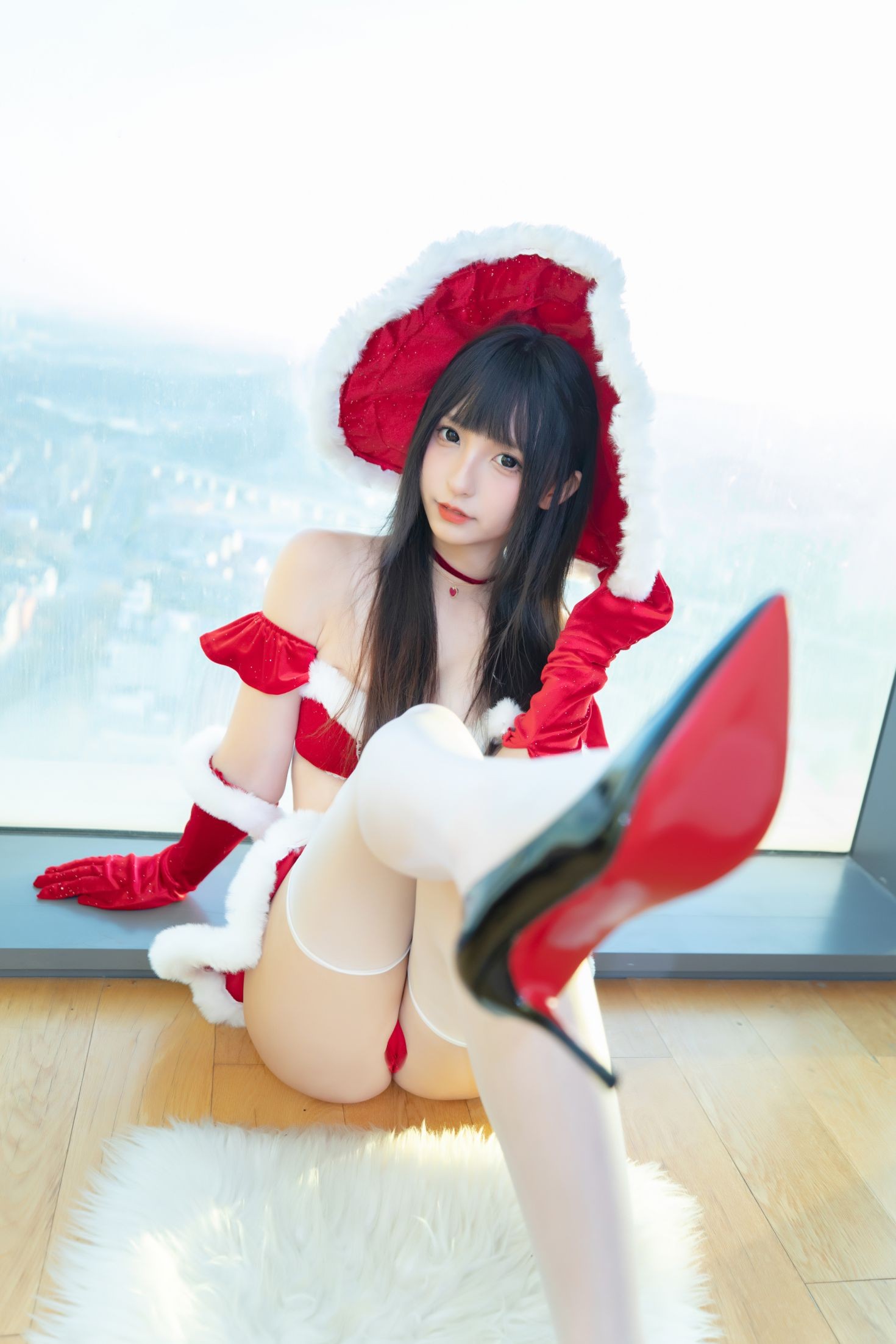 美女动漫博主神楽板真冬性感Cosplay写真圣诞魔法 (36)