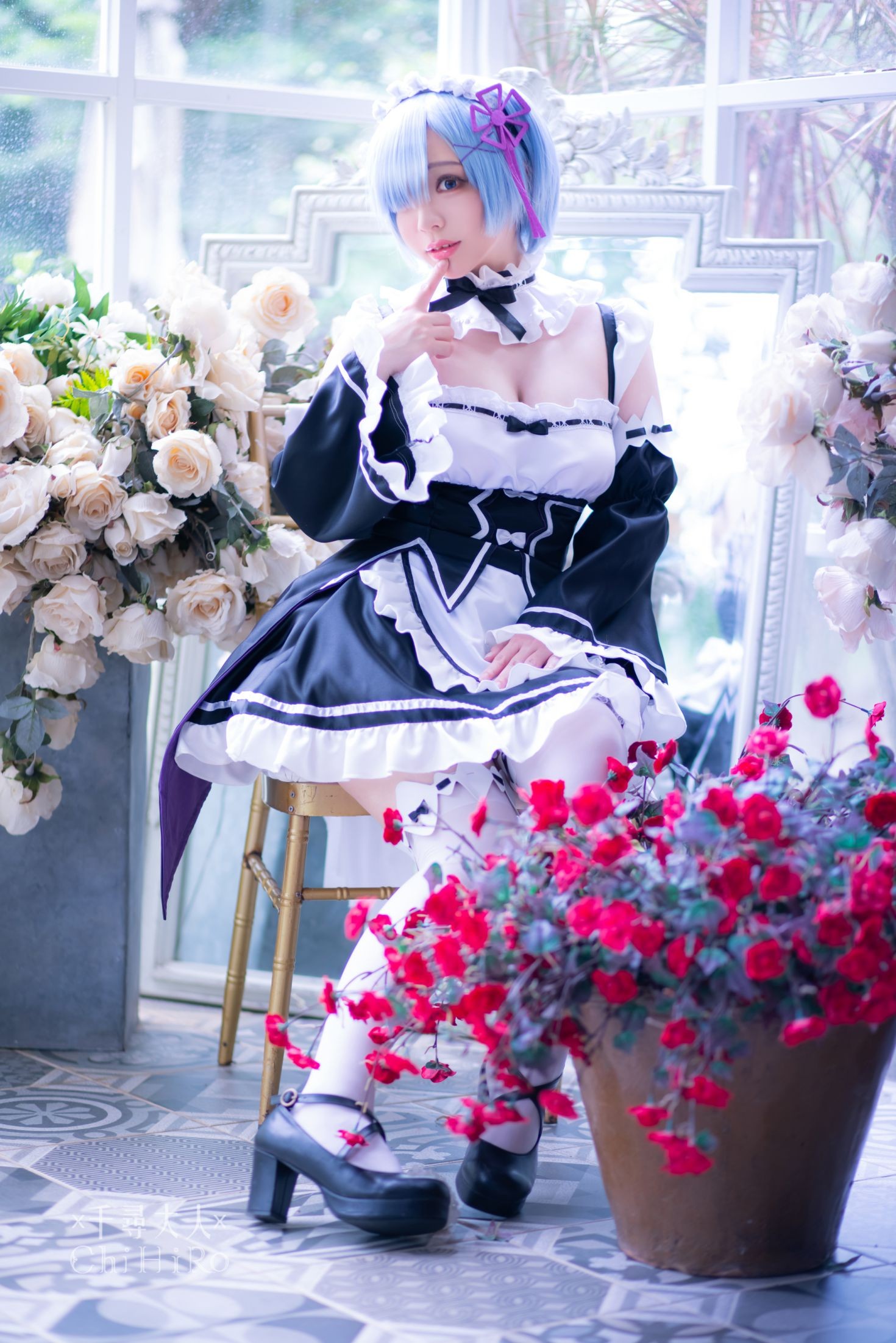 美女动漫博主千寻性感Cosplay写真蕾姆Rem (21)