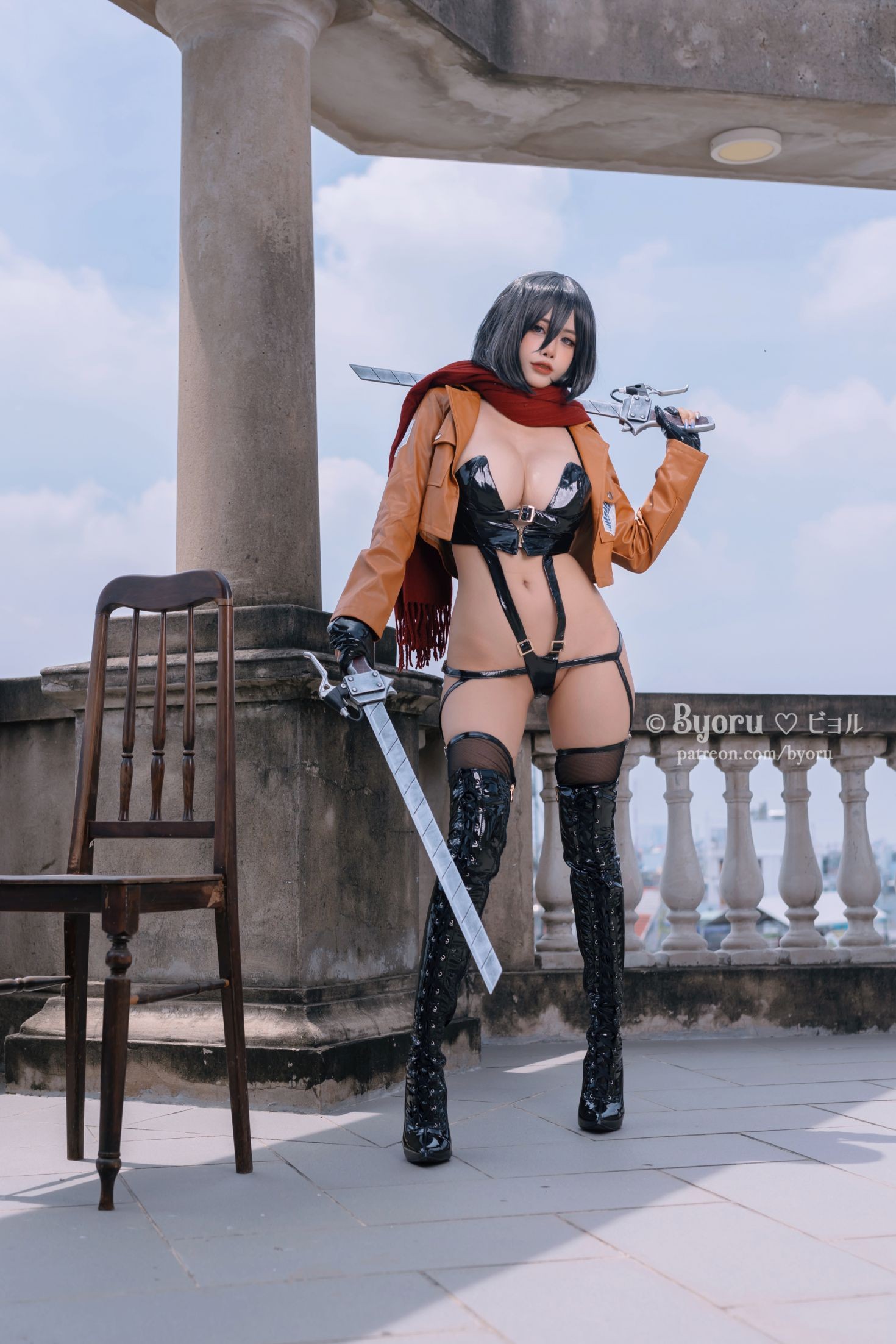 美女动漫博主 Byoru 性感Cosplay写真 Mikasa (4)