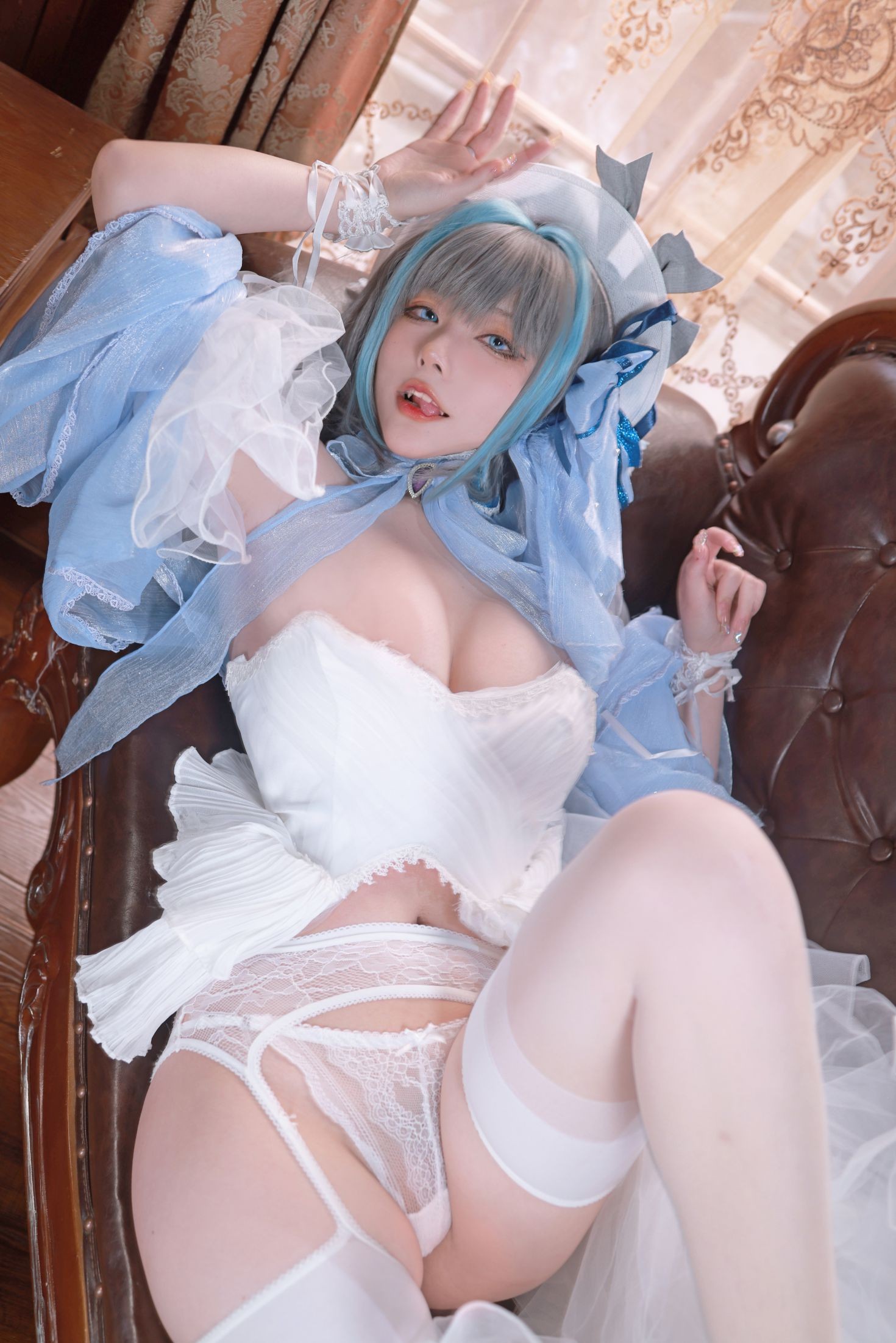 美女动漫博主起司块wii性感Cosplay写真柴郡礼服 (4)