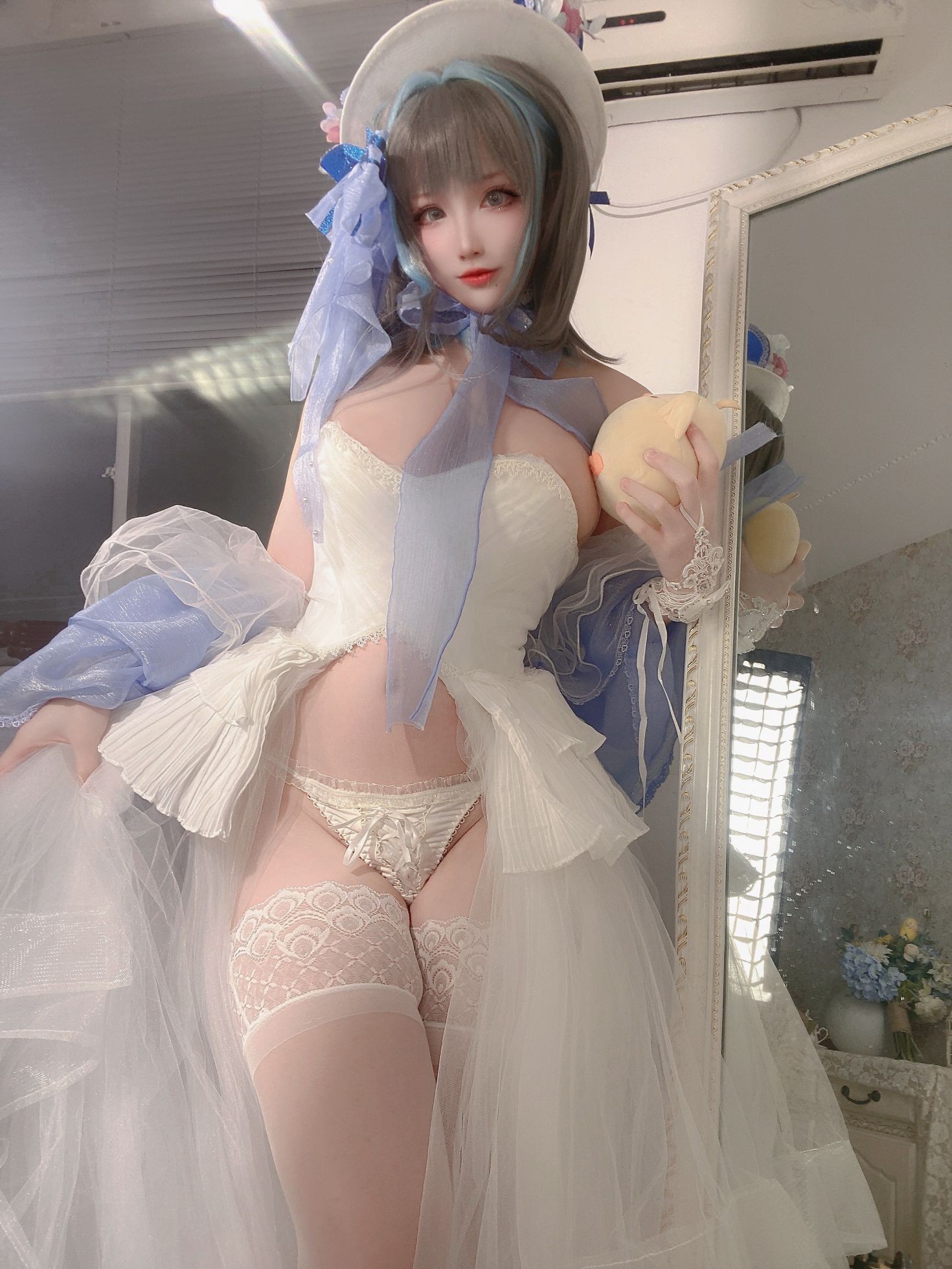 美女动漫博主起司块wii性感Cosplay写真柴郡礼服 (49)